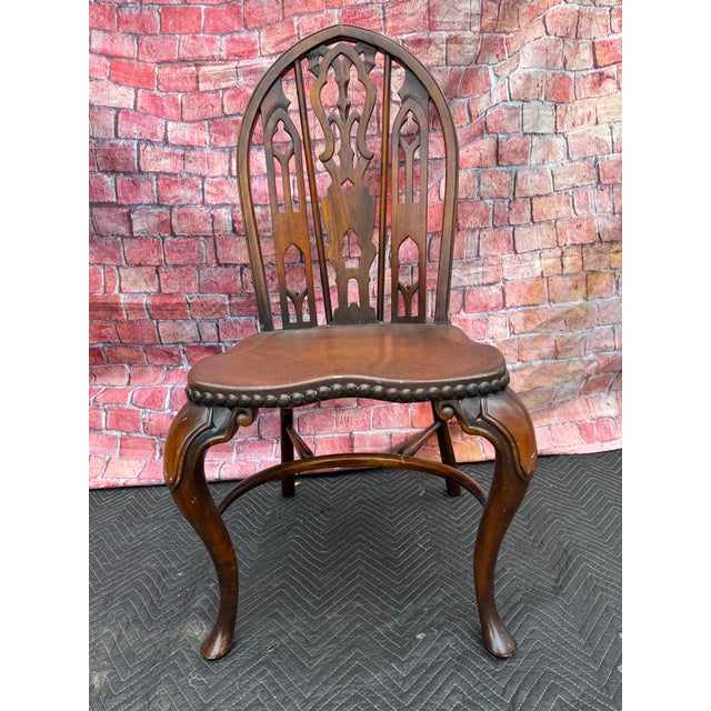 Vintage Gothic Strawberry Hill Windsor Steeple Back Dining Chair For Sale - Image 12 of 12