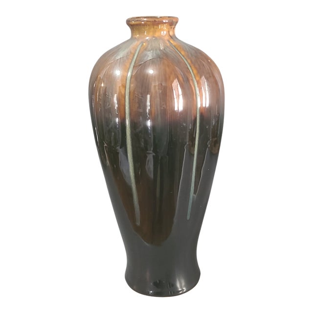 Vintage Mid-Century Modern Glazed Art Pottery Earthtone Vase For Sale