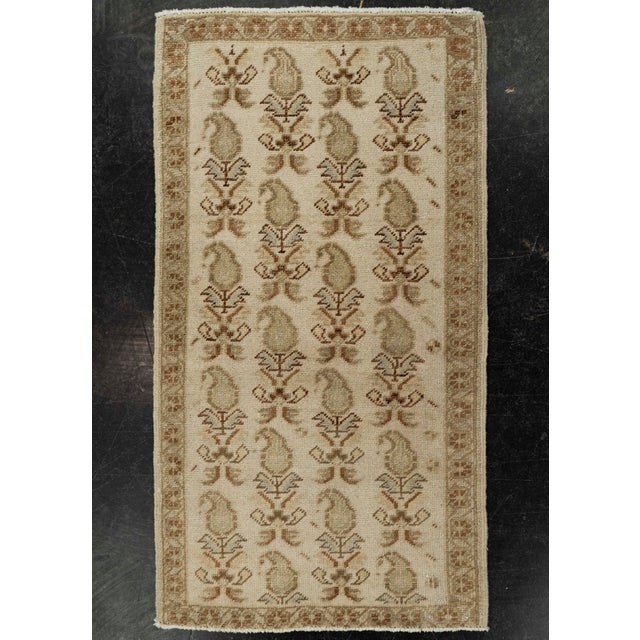 Brown Turkish Mini Rug Oriental Hand Knotted Vintage Rug 1'8" x 3'1" #21024 For Sale - Image 8 of 8