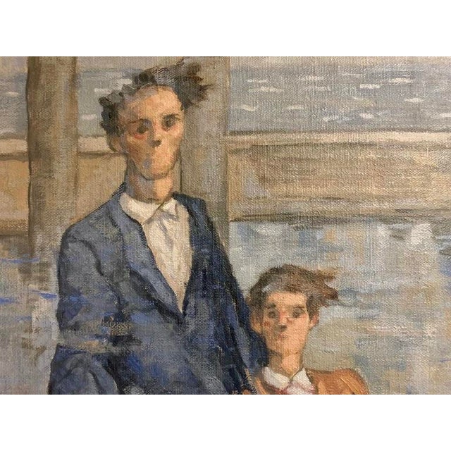 Contemporary Giampaolo Talani "A Windy Day" Oil on Board, Panoramic Figurative Beach Scene, Seascape, Tuscan Coastal Art, Italian Contemporary Art, 2000 For Sale - Image 3 of 9