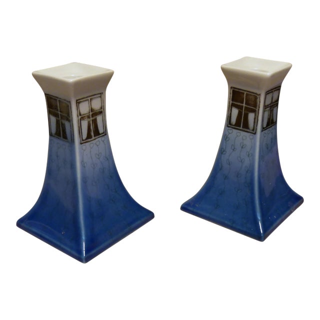 Late 20th Century Arabia Pottery, Finland, Candlestick Holders, Designer Heljä Liukko-Sundström - Set of 2 For Sale