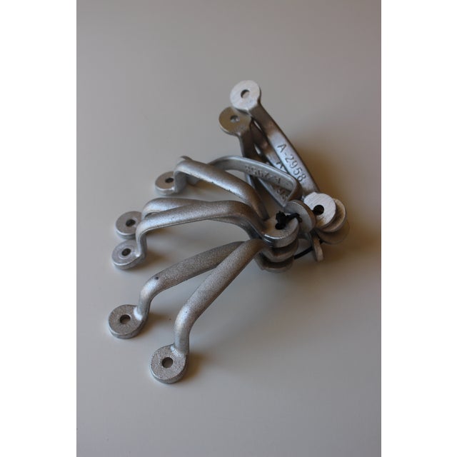 Silver Set of 10, French Industrial Cast Aluminum Drawer Pulls For Sale - Image 8 of 8