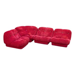 Red Velvet Nuvolone Sofa by Rino Maturi, Italy, 1970s For Sale