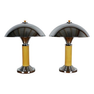 Art Deco Dome Lamps, 1940s, Set of 2 For Sale