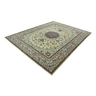 Hand-Knotted Kashan Rug in Cork Wool, 2000s For Sale