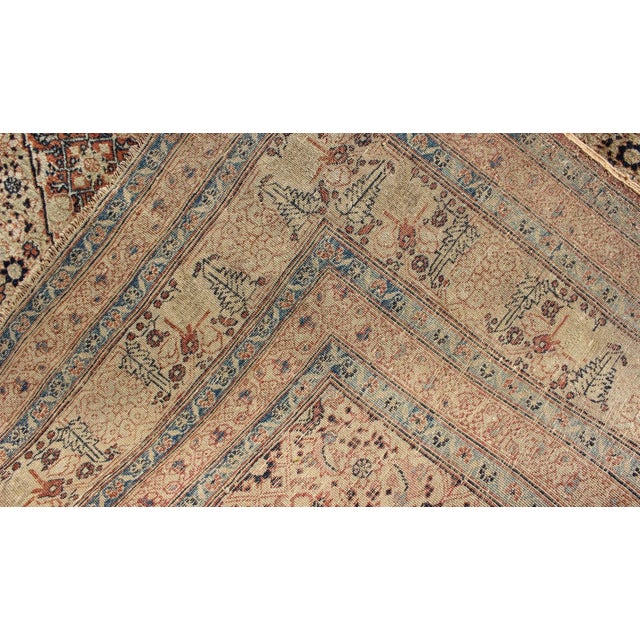 Textile Antique Persian Tabriz Haj Jalili Fine Rug in Earth Tones, Red Brown Background 3'11"x5'2" For Sale - Image 7 of 7