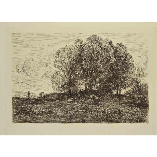 Etching realized by Camille Corot in 19th Century. Prov. Collection Pecci-Blunt. Very good condition. This piece is...