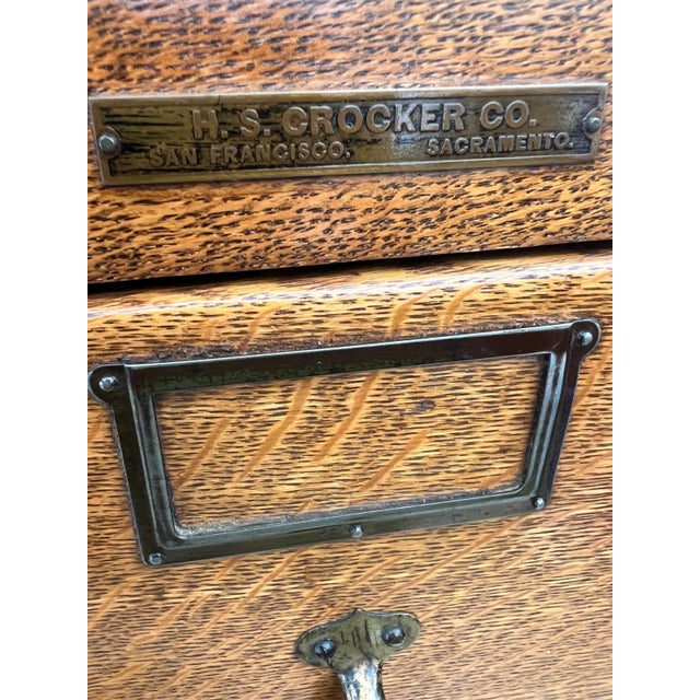 Antique Tiger Oak Filing Cabinet h.s Crocker San Francisco Four Drawers C1905 For Sale - Image 4 of 12
