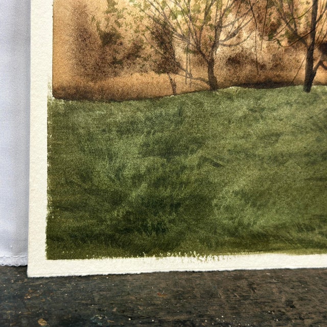 Paint Linda Luke Pincock (American, 20th C) Farmhouse Landscape Watercolor Painting For Sale - Image 7 of 12