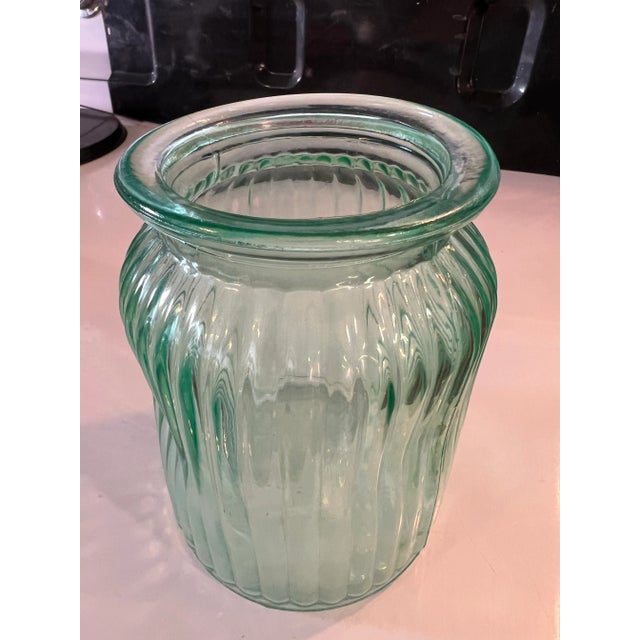 Mid 20th Century Mid Century Green Ribbed and Dimple Jar For Sale - Image 5 of 7