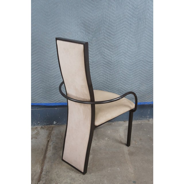 Metal Italian Post Modern Microsuede Dining Side & Arm Chairs - Set of 6 For Sale - Image 7 of 12