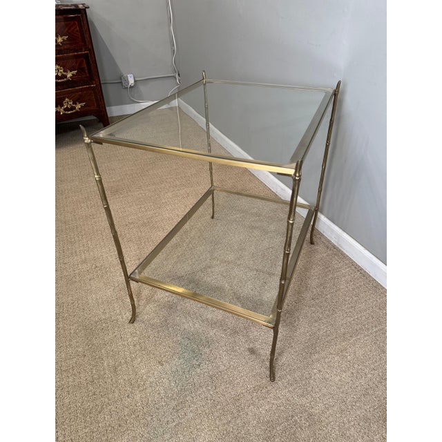 Contemporary Faux Bamboo Brass & Glass table For Sale - Image 3 of 12