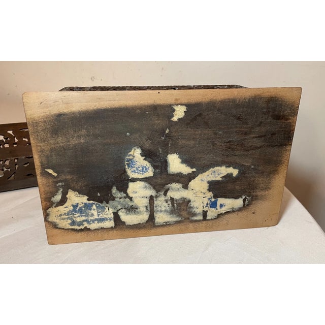 Antique Hand Carved German Black Forest Wood Reticulated Floral Dresser Box For Sale - Image 16 of 17