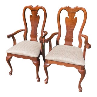 1990s American Drew Vintage Queen Anne Armchairs- a Pair For Sale
