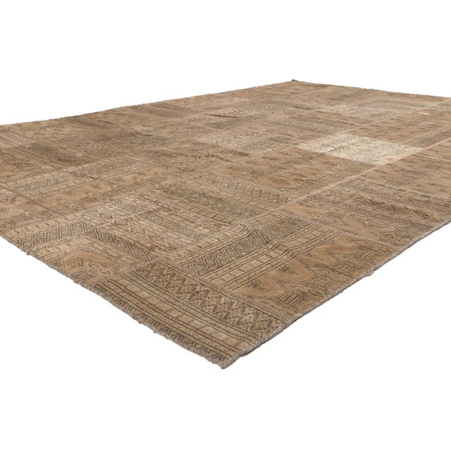 78587 Vintage Persian Patchwork Rug, 06'10 x 09'10. Emanating masculine appeal and nomadic charm, this vintage Persian...