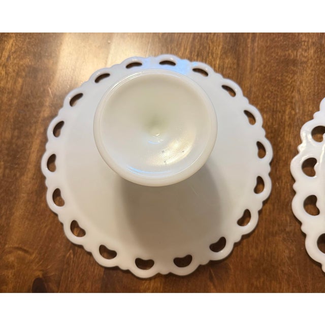 Anchor Hocking Milk Glass Lace Edge Serving Set For Sale - Image 9 of 12