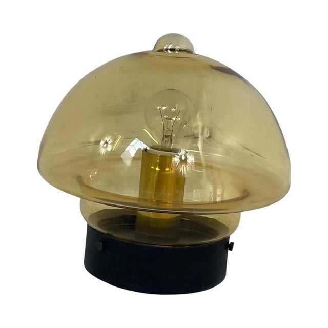 Space Age Drop Shaped Ceiling Lamp in Yellow Glass and Black Mount For Sale - Image 6 of 9
