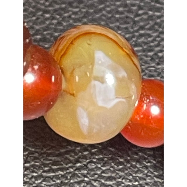 Metal Gemstone Necklace ‘Bing Piao’ Rare Lychee Icey Variety Agate (Mixed With Hematite) From Liangshan. For Sale - Image 7 of 9