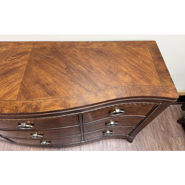 Brown Universal Furniture Transitional Burled-Finish Dresser With Mirror For Sale - Image 8 of 18