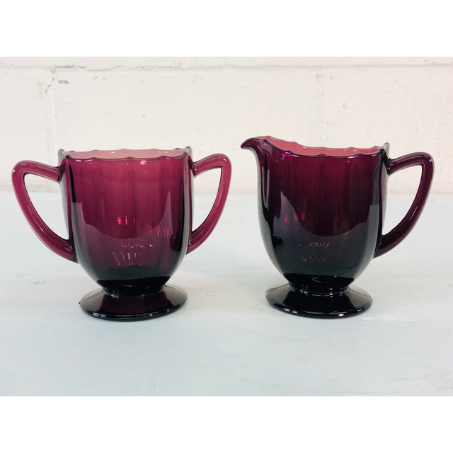 Glass Art Deco Style Amethyst Sugar & Creamer Set For Sale - Image 7 of 7