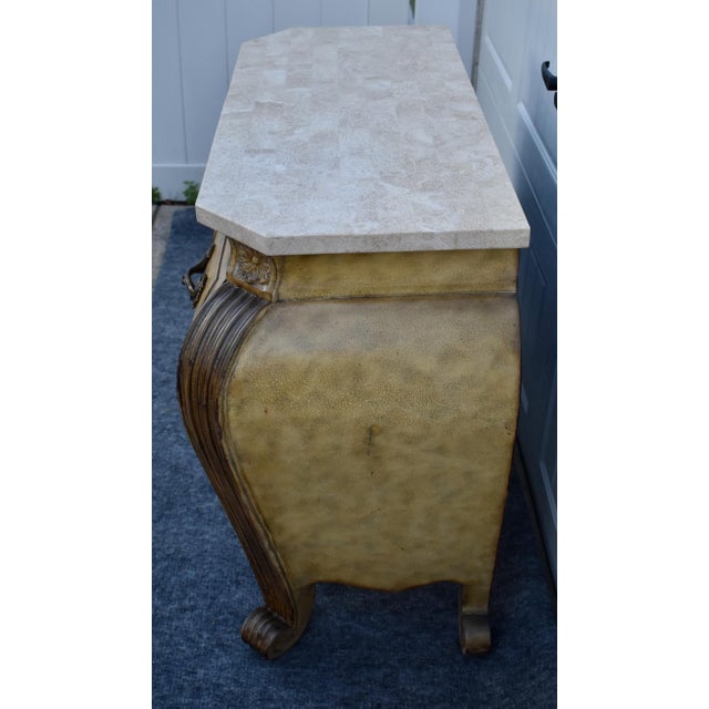 Wood Marble Top Chest French Baroque Style Bombay Commode Carved 3 Drawer 90's For Sale In Philadelphia - Image 6 of 18