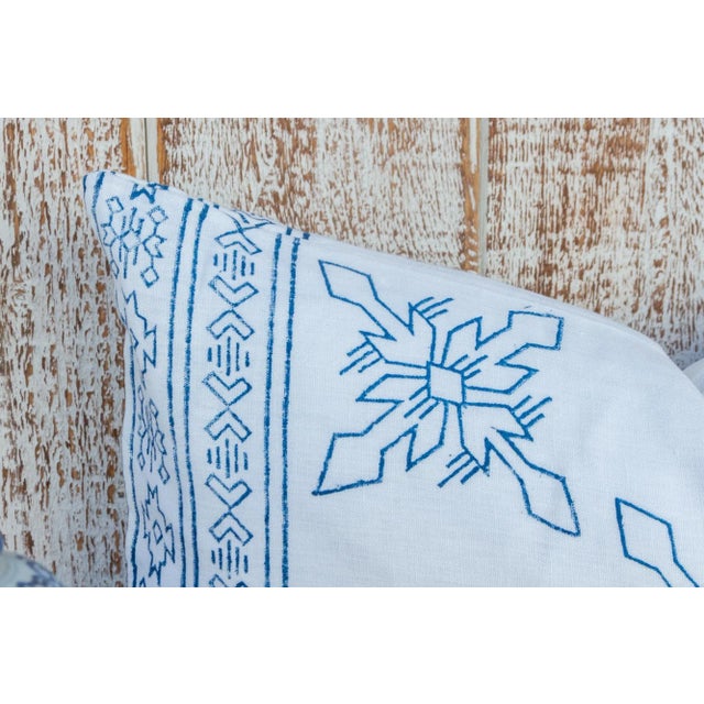 Early 21st Century White Itzcali Aztec Block Print Pillow For Sale - Image 5 of 9