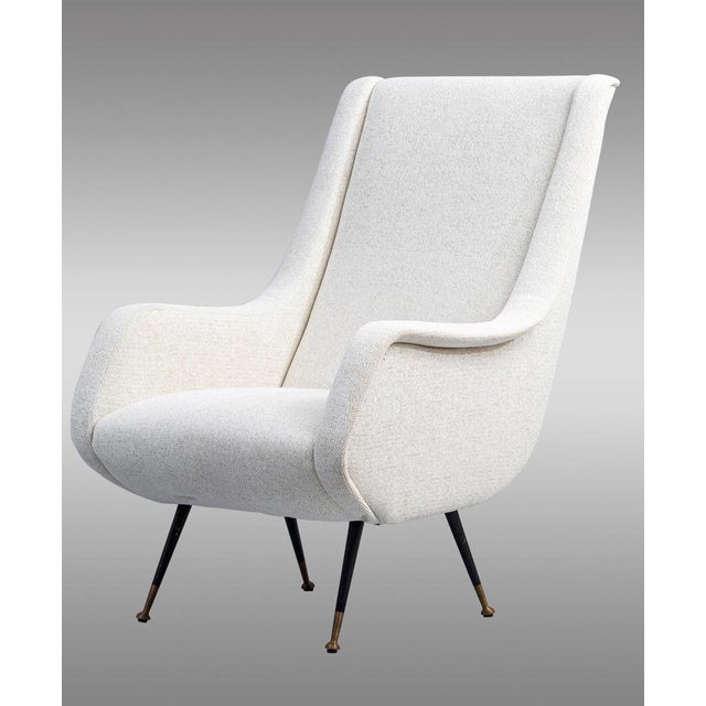 Mid-Century Modern Italian Armchairs in Wool with Metal Legs, 1950s, Set of 2 For Sale - Image 3 of 6