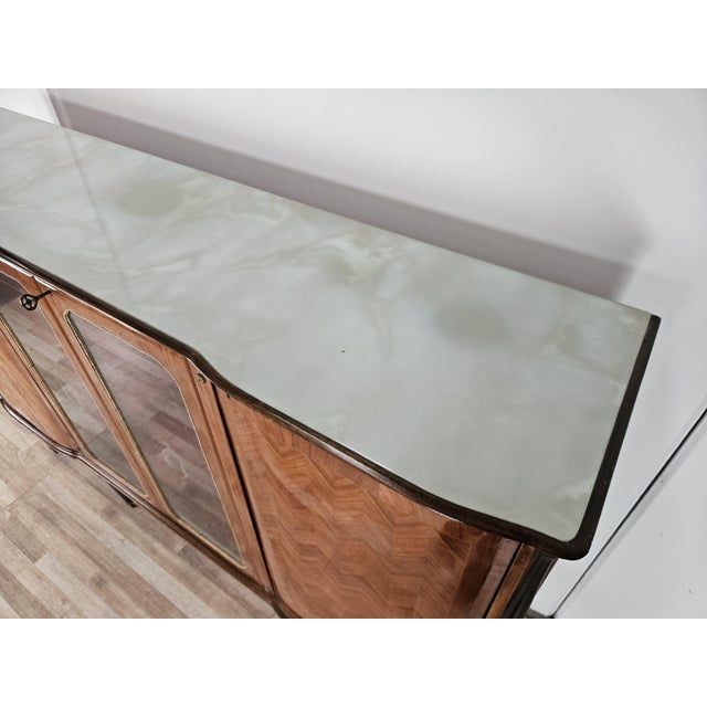 Vintage Walnut Display Cabinet with Glass Doors and Shaped Glass Top, 1960 For Sale - Image 10 of 18