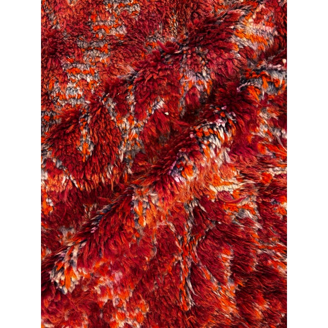 1990s Vintage Moroccan M’Guild Rug 185x330 Cm Handmade Berber Wool Rug Large Red Area Carpet Authentic Atlas For Sale - Image 5 of 17