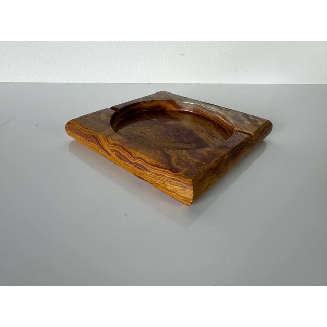 1980s Vintage Carved Marble Onyx Ashtray For Sale - Image 5 of 9
