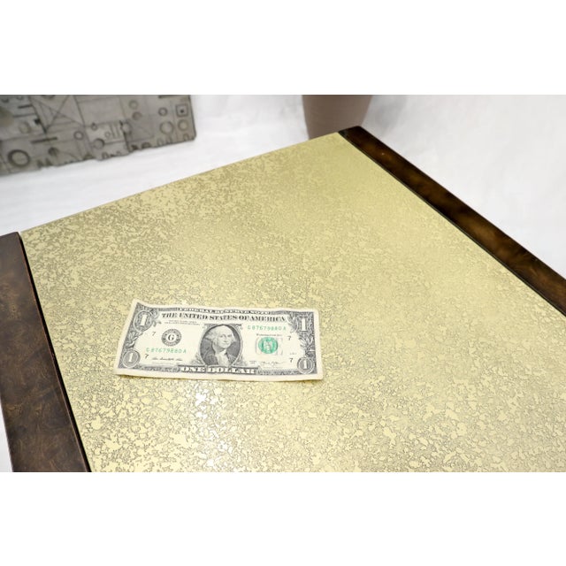 Mastercraft Drop Leaf Textured Brass Top Burl Wood Rolling Serving Cart Bar by Mastercraft For Sale - Image 4 of 13