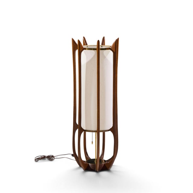Mid 20th Century Mid 20th Century Modeline Model 635 Mid Century Sculptured Walnut and Brass Table Lamp For Sale - Image 5 of 7