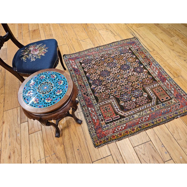19th Century Antique Caucasian Shirvan Area Rug, Handwoven Wool, Prayer Pattern, 1890s, 4' x 5' For Sale - Image 5 of 14