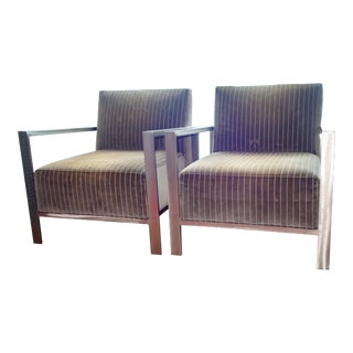 Modern Room & Board Zinc Mid-Century Arm Chairs - A Pair For Sale