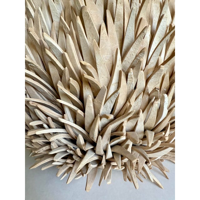 Vintage Organic Modern Sculptural Sea Urchin Wood Table Lamp For Sale - Image 4 of 10