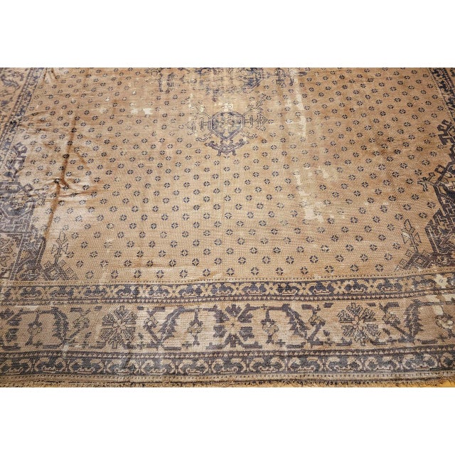Vintage Turkish Oushak Rug, Hand-Knotted Wool, Geometric Design, Camelhair, 15' X 18' For Sale - Image 14 of 18