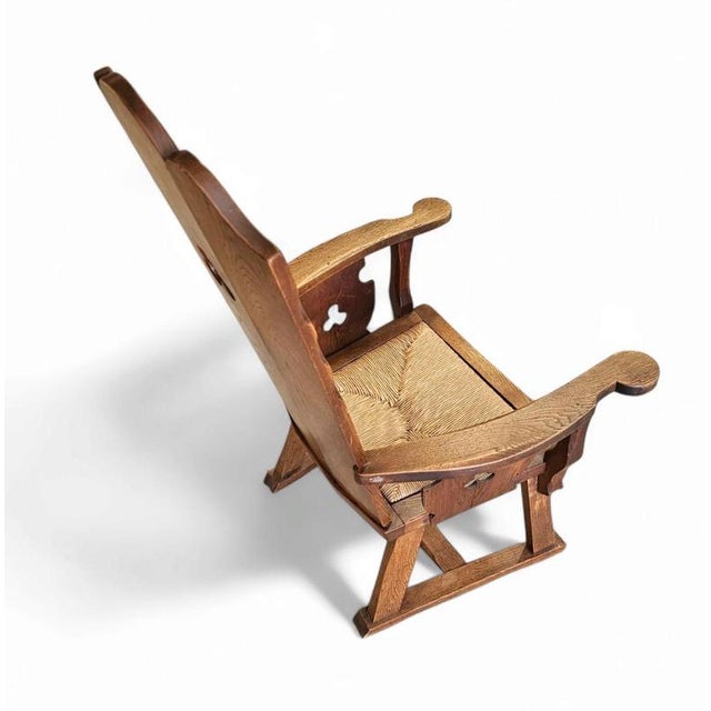 Monastery High Back Rush Seat Armchair, 1950s For Sale - Image 12 of 16