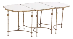 A French Brass Mirrored Tripartite Coffee Table, C. 1950.