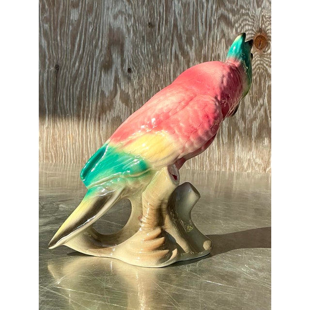 Vintage Regency Glazed Ceramic Parrot For Sale In West Palm - Image 6 of 7