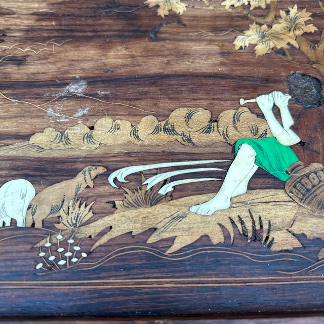 Wood 1970s Wooden Carved and Painted Tray For Sale - Image 7 of 11