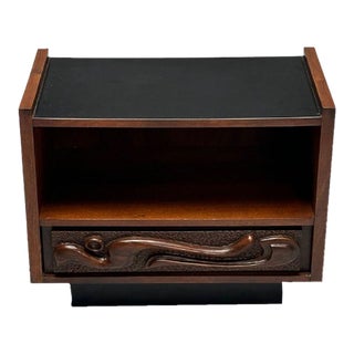 Pulaski, Brutalist Mid-Century Modern, Oceanic Nightstand, Sculpted Walnut, 1960s For Sale