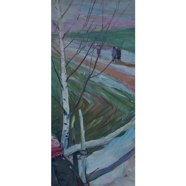 Vintage Soviet Child Portrait, Original Oil Painting, Ukrainian Art, 55-119 For Sale - Image 6 of 6