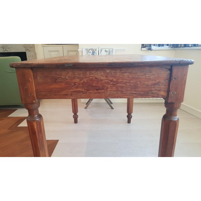 Wood Pine Dining Table with Drawer For Sale - Image 7 of 10