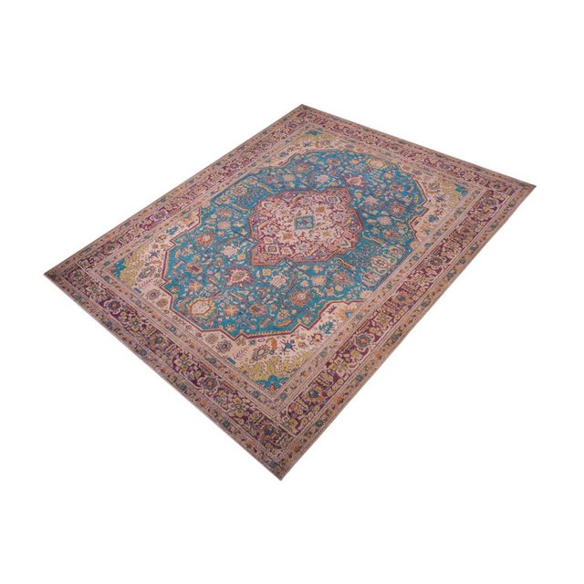 Shabby Chic Shabby Chic 1990's Vintage Blue/Purple Wool Rug - 7'7'' X 11'2'' For Sale - Image 3 of 10