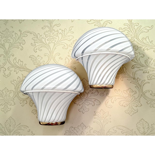 Mushroom-Shaped Murano Glass Wall Lamps from Manifattura Di Murano, 1970s, Set of 2 For Sale - Image 14 of 14