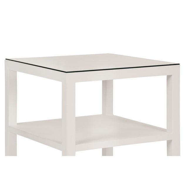 Matthew Izzo Home Amie Square Textured White Linen Three Tier Side ...
