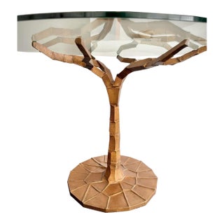 Organic Modern Gold Round Dining Table Base Only Sculptural Branches Clive by Made Goods For Sale