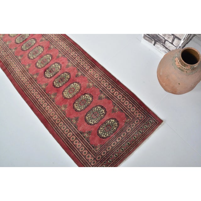 Rug & Kilim 1960s Ruby Red Color Morocco Decor Handmade Anatolian Runner Rug For Sale - Image 4 of 11