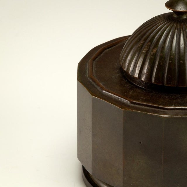 Brown Bronze Inkwell by Just Andersen for Gab, 1930s For Sale - Image 8 of 10
