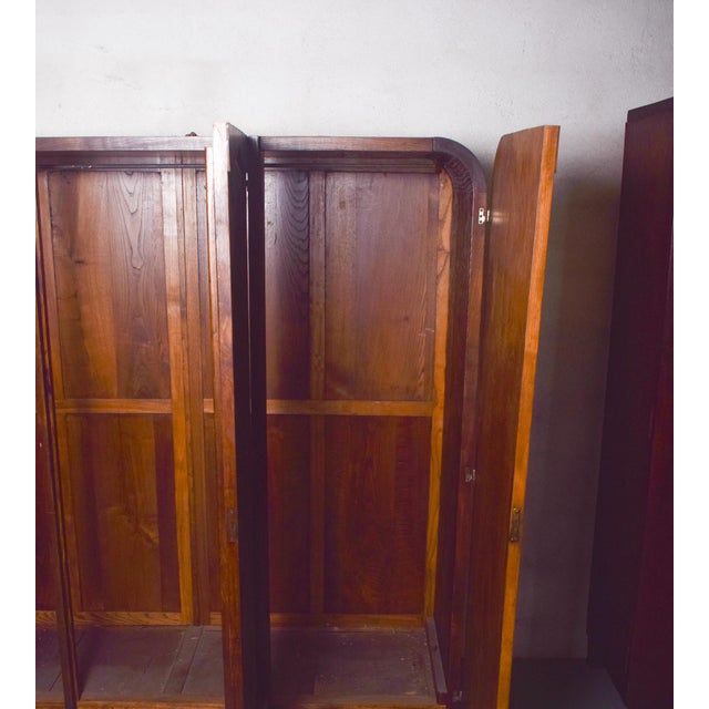 Vintage Art Deco Three-Door Wardrobe in Walnut, 1930 For Sale - Image 6 of 11